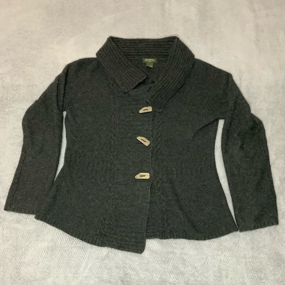 Eddie Bauer Gray Toggle Cardigan Sweater XL - Picture 2 of 13
